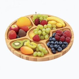 OBELGEOYA 9.5" Round Acacia Wood Serving Board - Circle Food Serving Tray for Kitchen Appetizers, Wooden Cutting Chopping Board for Meat, Vegetables, Bread, Charcuterie, Cheese Board