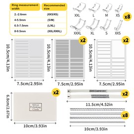 Pack of 25 Invisible Ring Size Adjusters for Loose Rings Size, Spiral Ring Adjuster Suitable for Wide Rings, Ring Reduction Invisible, Spiral Ring Size Gauge with Polishing Cloth Suitable, Resin