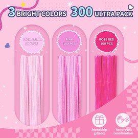 300 Pcs Pink Pipe Cleaners for Crafts – 3 Shades of Pink Chenille Stems (6mm x 12in), Fuzzy Sticks for DIY Art Projects, Decorations, and School Supplies