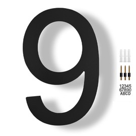 JILANLO 8" Large Floating House Numbers,Balck Acrylic Anti-Rust House Numbers,Modern House Address Street Numbers Garden Door Mailbox Decor Number with Matching Screw,Number 9