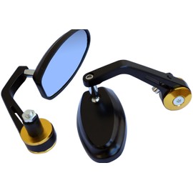 MotorToGo Black Handlebar End View Mirrors with Golden Cover for 1986 Honda Rebel 250 CMX250C