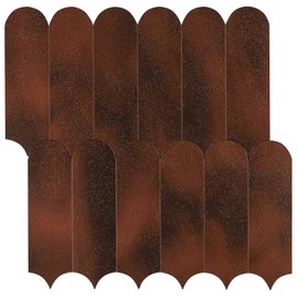 Miscasa 6-Sheet Peel and Stick Backsplash Wall Tiles for Kitchen Bathroom Background Fireplace in Brown Peacock Feather Brick