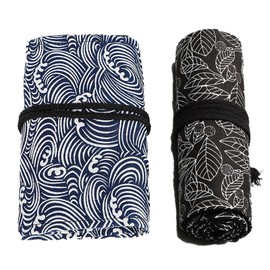 Pack of 2 Stationery Pouch 36 Holes Brush Bag Artist Slots Pencil Wrap Stationery Pouch Pen Storage Washable for Watercolour Pencils Crayons Students (Waves/Black Sheets), black, School bag set