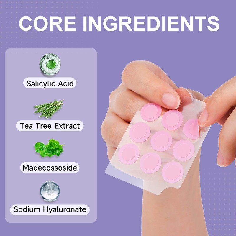 36-Count Microdart Acne Patches, Cute Round-shaped microdart pimple patch