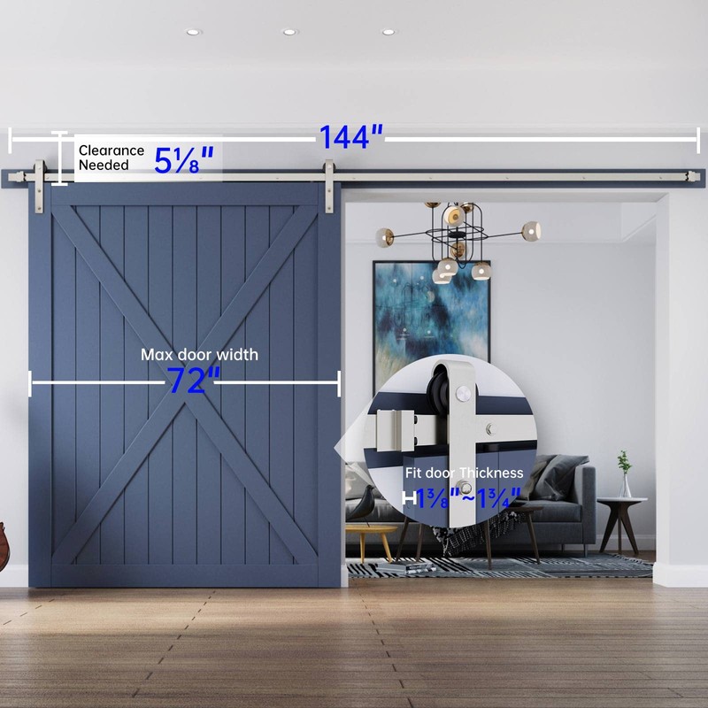EaseLife 12 FT Brushed Nickel Sliding Barn Door Hardware Track