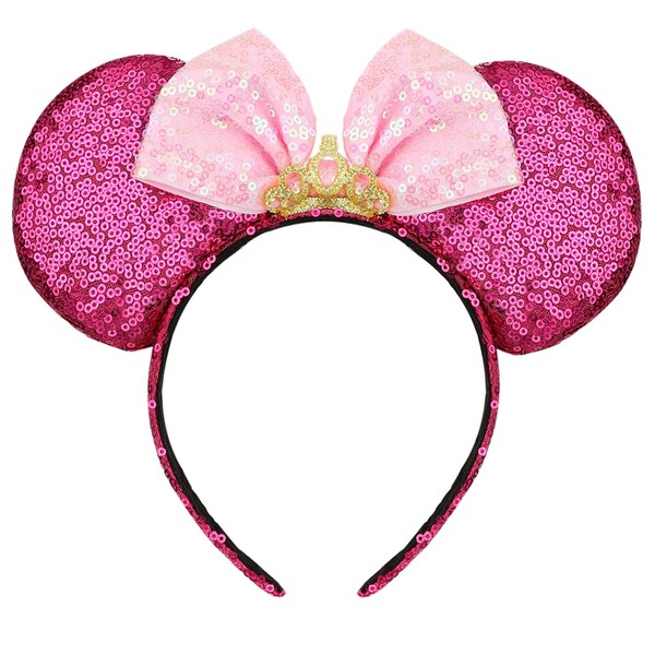 MONGSILER Decoration Mouse Ear Shape Ear Bow Headband,Party For Girls&Women