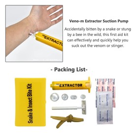 Snake Bite First Aid Kits, Emergency Extractor Suction Pump, Sting Self-Help Supplies for Outdoor Camping, Hiking, Hunting