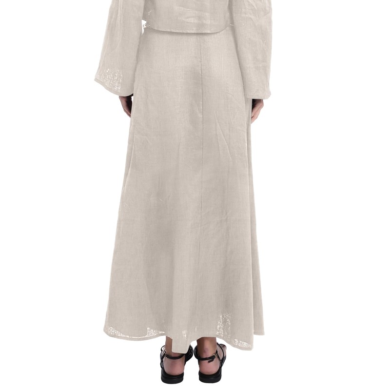 Amazhiyu Linen Womens Long Skirts, Summer Casual Pure Linen Skirt,