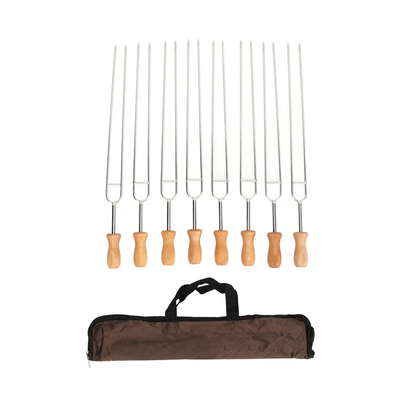8 Pcs Stainless Steel Barbecue Fork Roasting Stick with Temperature