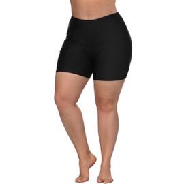 Plus Size Bathing Suit Shorts for Women Sport High Waisted Swim Shorts Full Coverage Board Beach Shorts Black 3X