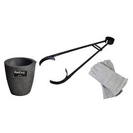 #3-4 Kg Clay Graphite Foundry Crucible Kit w/ 26" Foundry Crucible Tongs and 13" Heat-Resistant Cowhide Melting Furnace Gloves Gold Silver Metal Refining Casting Tool