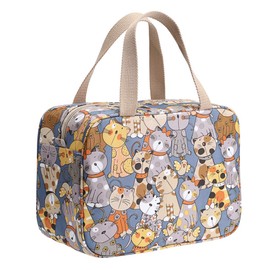 IGNPION Woman Large Travel Toiletry Bag Waterproof Wash Bag Make up Organizer Bag Cosmetic Bag Swimming Gym Bag ( Greyish Blue Cat)