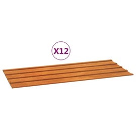 SKM Roof Panels 12 pcs Rusty 39.4"x17.3" Corten Steel,Brown (Weight 30.56LBS)