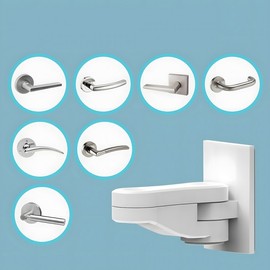 Non-Drill Double Lock Door Handle Security Device for Interior & Front Doors, Anti-Pry Door Handle Lock 3ea