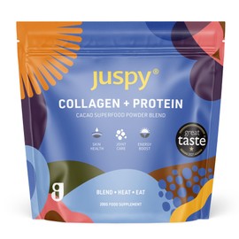 Juspy Premium Marine Collagen Powder + High Protein Cacao Superfood Blend | 8000mg Hydrolysed Marine Collagen Peptides | Skin & Joint Health | 200gr