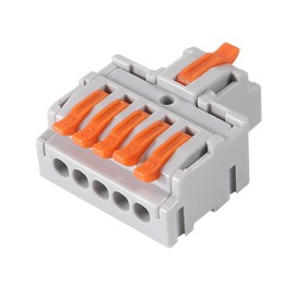 AITRIP 10PCS Lever Wire Connectors，Lever Wire Connectors, Quick Wiring Cable Connector Push-in Conductor Terminal Block(1 in 5 Out)