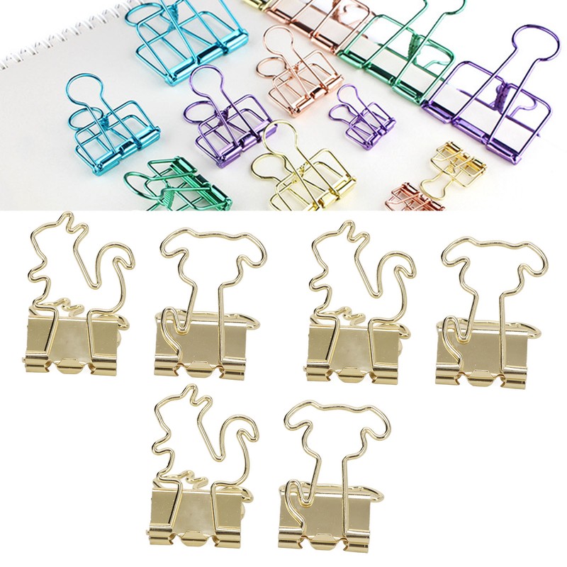 100Pcs Binder Clips Cute Animal Shaped Handle Sturdy Metal Multi