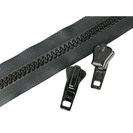 YKK #10 Heavy Duty Vislon Molded Zipper Chain - 5 Yards and 2#10 Vislon Sliders with Top & Botom Stops Included. Color: Black. Made in The United States.