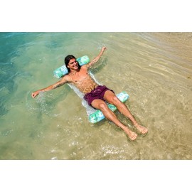 The Resort Collection Water Hammock with Palm Print - Stylish & Comfortable Lounging Accessory for The Pool or Beach. 4-in-1 Palm Print Hammock Pool Float.