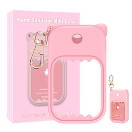 taessv Hand Sanitizer Spray Case for Touchland Silicone Touchland Case Keychain Cute Hand Sanitizer Spray Holder Compatible with Touchland Power Mist Gentle Mist Glow Mist, Pink