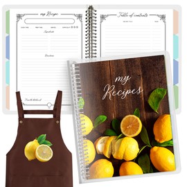 ROBINSON11 Recipe Book to Write in Your Own Recipes | Full Page Spiral Recipe Notebook | Personal Recipe Organizer with 8 Dividers, 24 Labels, Apron Cloth | Recipe Journal Hold upto 240 Recipes