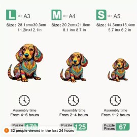 Yiwu Leyin Digital Printing Co. Ltd. Wooden Dachshund Jigsaw Puzzle with Unique Shapes Size A4 Medium @ 8x8 Inches