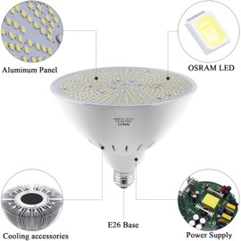 XIUBE 12V Led Swimming Pool Light Bulb - 36W 4320LM 6000K Daylight White PAR56 Replacement Bulb for Most Pool Fixtures, Replaces up to 200-600W Tradition Bulb, E26 Base