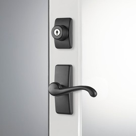 Ideal Security GL Door Lever Set with Keyed Deadbolt Lock for Storm and Screen Doors, Matte Black (4-Piece Set)