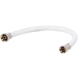 Eastman 16 Inch Flexible Faucet Connector, 1/2 Inch FIP x 1/2 Inch Compression, Reinforced PVC Supply Line with Nickel-Plated Brass Nuts, 48139