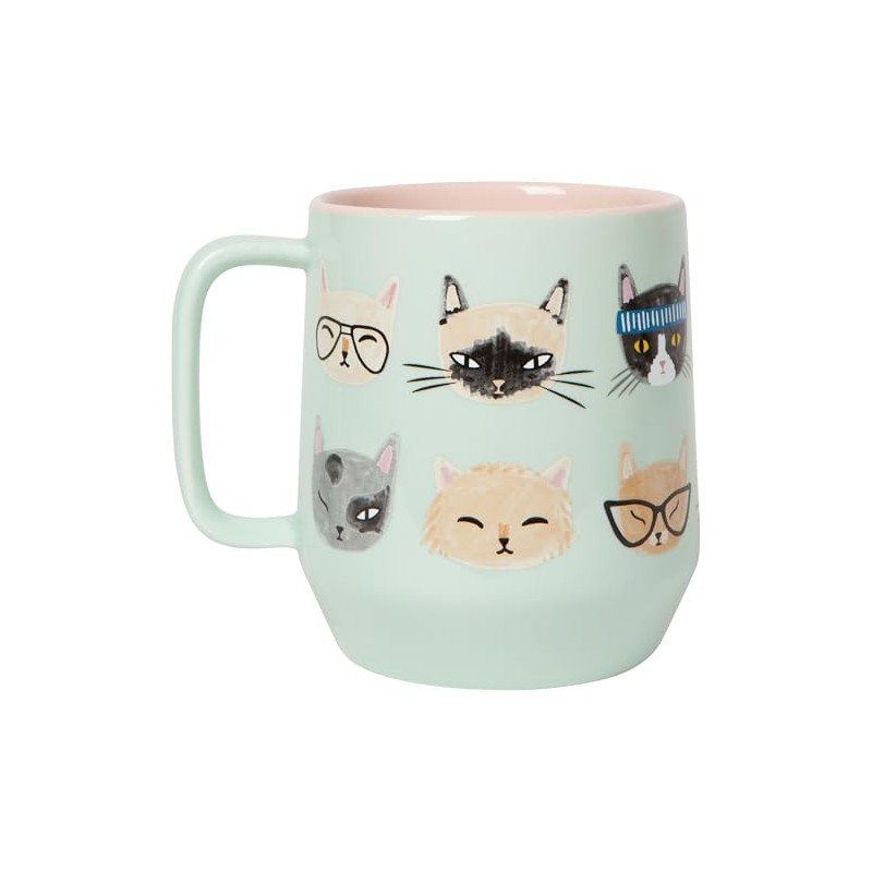 Jubilee Danica Stoneware Mug - Modern Feline Design 22 oz