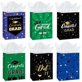 EVBEA 12 Pack Graduation Gift Bag with Handles and Tissue Paper, 2024 Large Reusable Graduation Party Favor Gifts Wrapping Bags for College High School Kindergarten