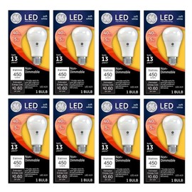GE (8 Bulbs) Lighting 61956 LED A19 Light Bulb, Soft White, 450 Lumens, 5-Watt, Non-dimmable