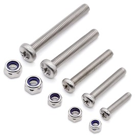 Glvaner (20 Sets) M6-1.0 x 35mm Pan Head Machine Screw and M6-1.0mm Hex Locknuts 304 Stainless Steel 18-8 Full Thread