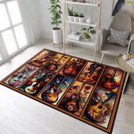 Owingus Design Guitar Area Rug - Patterned for Music Room & Studio - Full Size 126