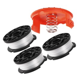 Ershengsan Bekasa AF-100-3ZP & A6481 - Bobine di ricambio per decespugliatore nero, confezione da 6 bobine di ricambio per decespugliatore serie GL280, con tappo e molla (RQX-bd-3xz+1hgz+1th-1)