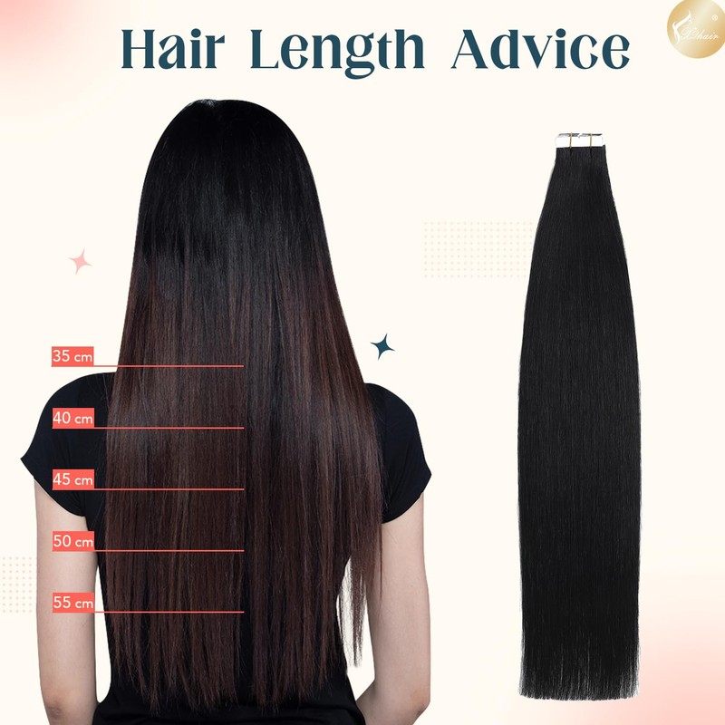 XDhair Tape in Hair Extensions, Echthaar, selbstklebend, 20 Stück/50 g,