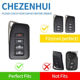 CHEZENHUI Compatible with Lexus Key Fob Cover with Leather Lanyard, Car Key Case Shell Protection for Lexus RX is ES GS LS NX RS GX LX RC LC Smart Remote Control, Blue