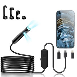KAIWEETS Endoscope Borescope Camera with 8 Adjustable LED Lights, Car Inspection Camera, IP67 waterproof Multifunctional Inspection Tool for Car Repair, Home Appliance Inspection, Pipeline Maintenance, Automotive Vehicle Tool:_16.4 FT（5M）