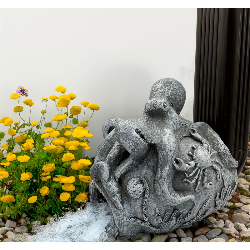 Teaeeno Real Octopus Sculpture Gutter Downspout Extension Decoration,Gutter Downspout Decorative,Downspout