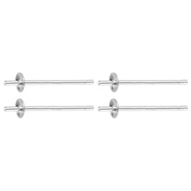 sourcing map 2 Set 925 Sterling Silver Earring Posts, Pearl Cup Pad Earring Stud Blanks for DIY Earrings Jewelry Making Findings, White Silver, 3mm/0.12" Cup Size