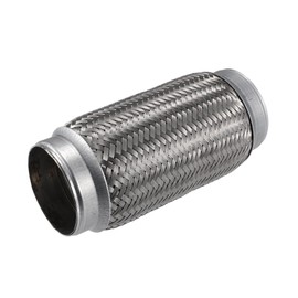 X AUTOHAUX 76x205mm Universal Car Exhaust Flexible Pipe Tubing Silver Tone