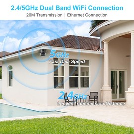 5MP PTZ Outdoor Surveillance Camera, Ctronics WLAN Dome IP Camera Outdoor with Human Detection, Automatic Tracking, 355°/90° Swivel, Two-Way Audio, 32GB SD Card Included, IP66