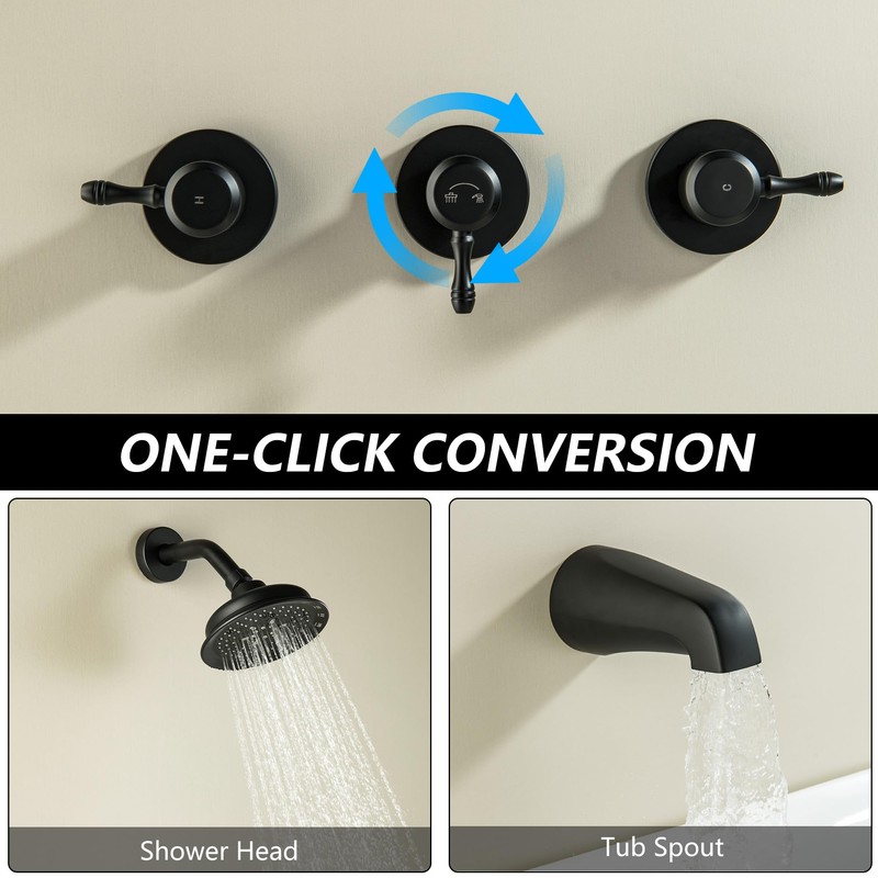 LUOGULIANG 3 Handle Tub Shower Faucet Set, Bathtub Shower Trim
