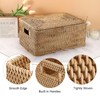 Hipiwe Rattan Basket With Lid Rectangular Lidded Basket Natural Hand-Woven