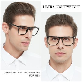 OCCI CHIARI Large Frame Readers 6.0 Men oversized Reading glasses 1.0 1.5 2.0 2.5 3.0 3.5 4.0 5.0 6.0 (Black, 6.0)