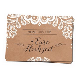 bigdaygraphix 50 Music Wish Cards A7 Music Wish Wedding Party DJ Cards Kraft Paper Natural Brown Sweet Vintage