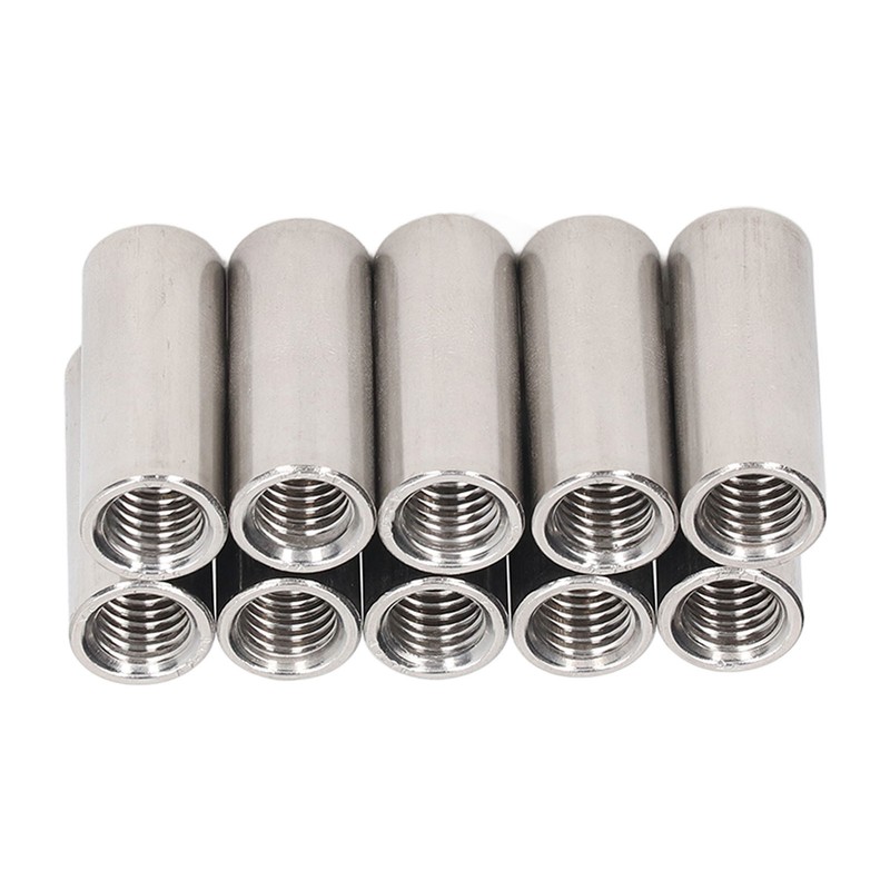 10 Pcs Round Coupling Nut M10x1.5 L35mm Stainless Steel Round