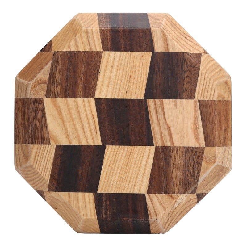 Grid Pattern Wood Plate Fruit Dishes Holder Tea Tray Dessert