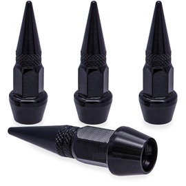 MEAJOO 4PCS Spiked Style Tire Valve Stem Caps, Universal Aluminium Alloy Dustproof Tire Valve Stem Covers for Cars, SUV, Trucks, Bikes, Motorcycles, Bicycles(Black)