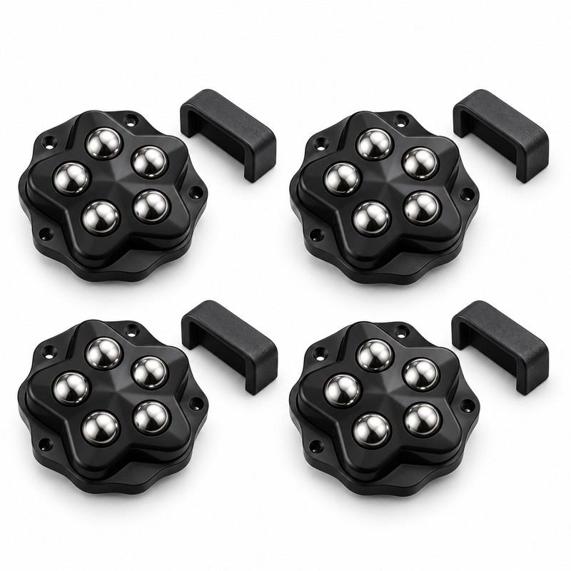 4-Pack Self-Adhesive 360° Furniture Casters with Brake Pads and 5